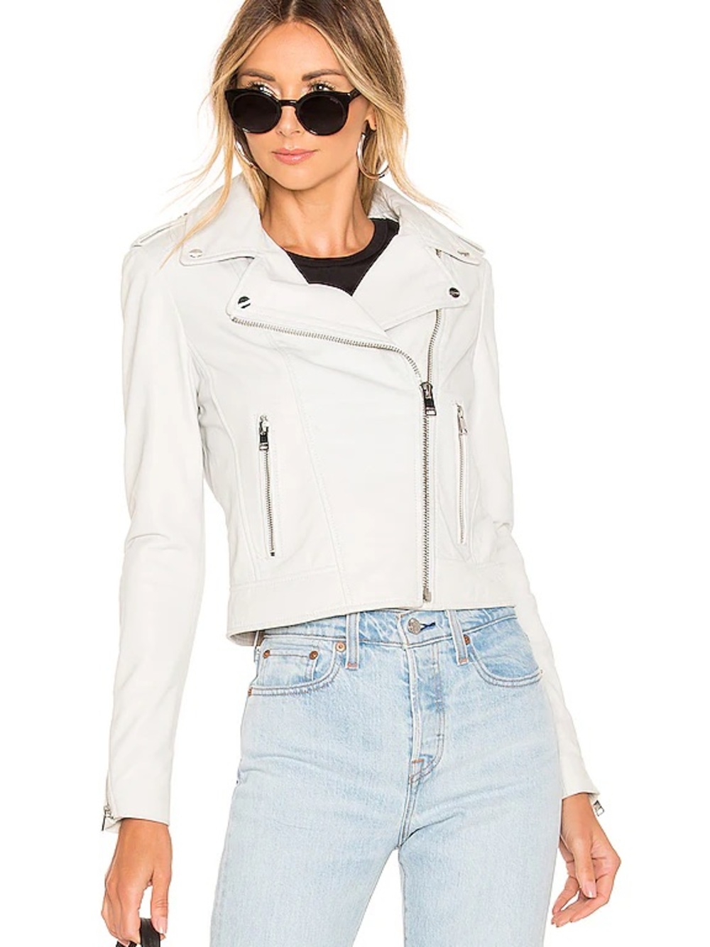$595 NWT Lamarque Donna White Leather Jacket Asymmetric Zip Size S Revolve